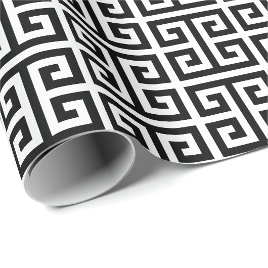 Large Black and White Greek Key Pattern Cadeaupapier (Rol Hoek)