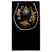 LARGE BLACK & GOLD CHRISTMAS ORNAMENT KLEIN CADEAUZAKJE (Achterkant)