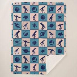 Large Blanket Telescope Pattern Sherpa Deken