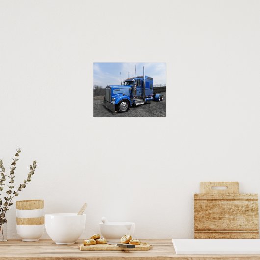 Large Blue Kenworth W900L Poster (Keuken)