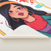 Large Cozy Autumn Girl Fleece Blanket – Oversized  Sherpa Deken (3/4)