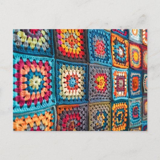 Large Crochet Blanket Made From Individual Granny  Briefkaart (Voorkant)