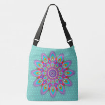Large cross body canvas tas psychedelisch