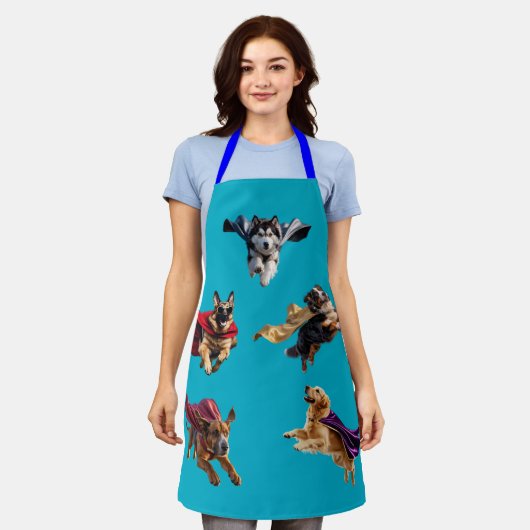 Large Dog Superhero Apron Schort (Gedragen)