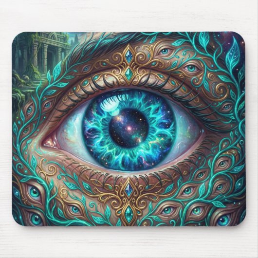 Large Electric Blue Eye In Fantasy Scene Muismat (Voorkant)