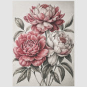 Large Elegant Peonies Furniture Decoupage Tissuepapier (Voorkant)
