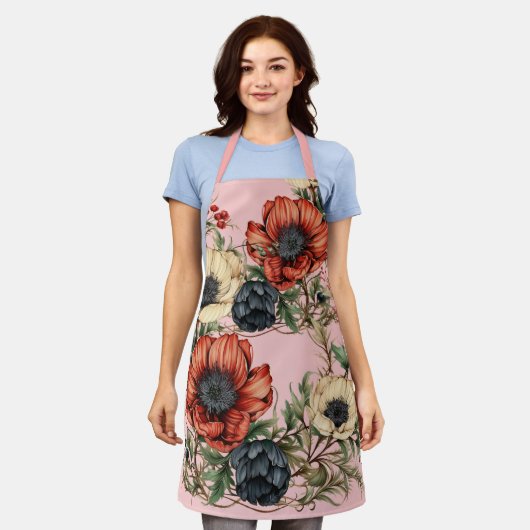 Large Florals Rich Rust, Deep Purple, Cream Schort (Gedragen)