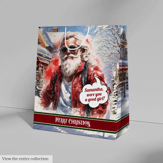Large Gift Bag Funny Santa Personalized Accent Medium Cadeauzakje