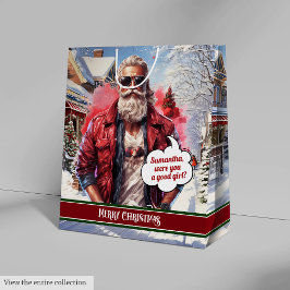 Large Gift Bag Handsome Santa Claus Keepsake Medium Cadeauzakje