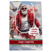 Large Gift Bag Handsome Santa Claus Keepsake Medium Cadeauzakje (Voorkant)