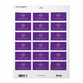 Large Gold Monogram, White Script Name, Purple Etiket (Full Sheet)