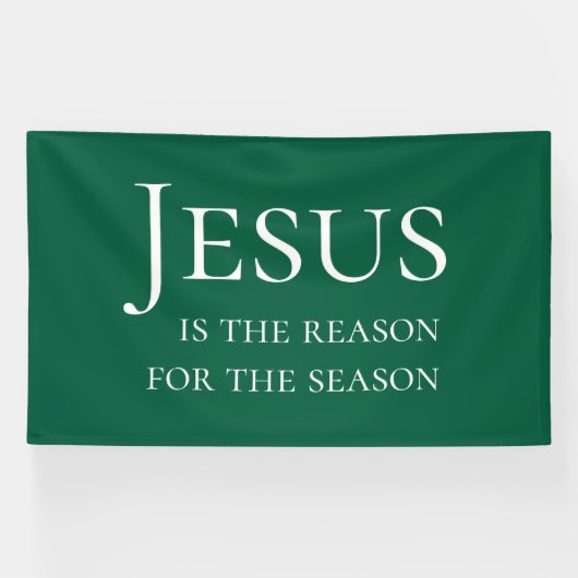 Large Green Custom Jesus Reason For Christmas Sign Spandoek (Horizontaal)