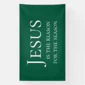 Large Green Custom Jesus Reason For Christmas Sign Spandoek (Verticaal)