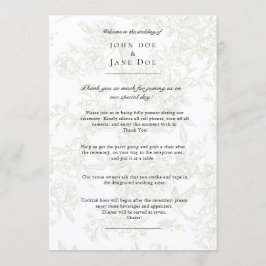 Large Green Floral Wedding Program Programmakaart