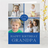 LARGE Happy Birthday opa Blue Photo Collage Kaart (Gele Bloem)