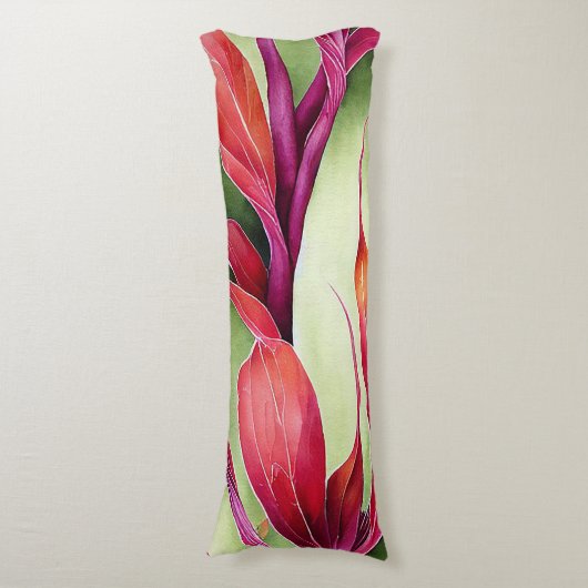 Large Hawaiian Plant Body Pillow Lichaamskussen (Voorkant Verticaal)