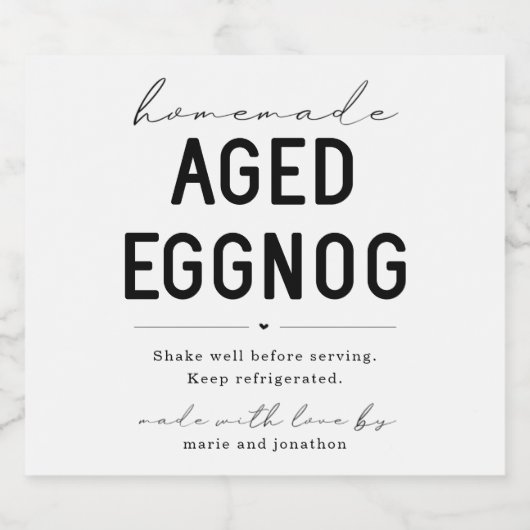 Large Homemade Aged Eggnog Bottle Label Likeurfles Etiket (Enkel label)