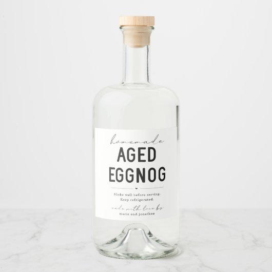 Large Homemade Aged Eggnog Bottle Label Likeurfles Etiket (Voorkant)