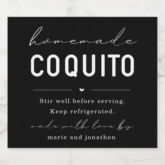Large Homemade Coquito Bottle Label Likeurfles Etiket (Enkel label)