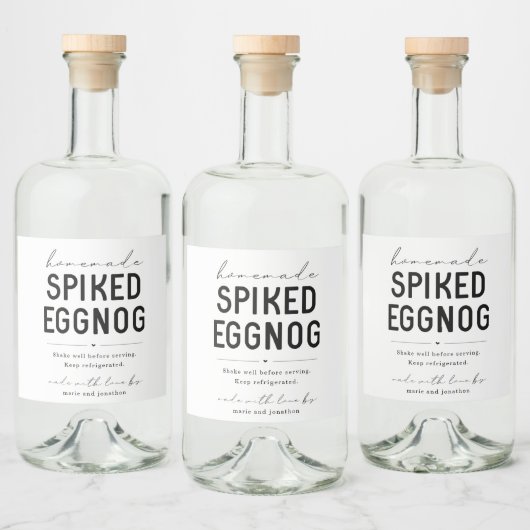 Large Homemade Spiked Eggnog Bottle Label Likeurfles Etiket (Flessen)