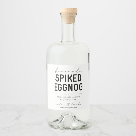 Large Homemade Spiked Eggnog Bottle Label Likeurfles Etiket (Voorkant)