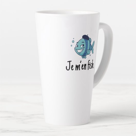 Large Latte Mug - Je m'en fish Mok (Rechterhoek)