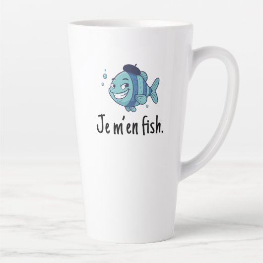 Large Latte Mug - Je m'en fish Mok (Rechts)