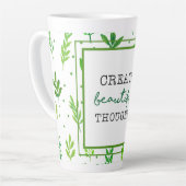 Large Latte Mug | Nature Green Leafy Pattern Print Latte Mok (Linkerhoek)