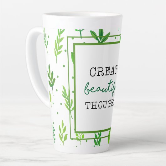 Large Latte Mug | Nature Green Leafy Pattern Print Latte Mok (Linkerhoek)