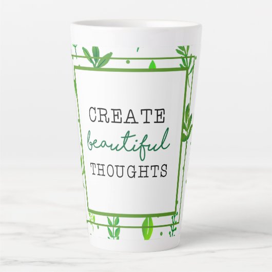 Large Latte Mug | Nature Green Leafy Pattern Print Latte Mok (Voorkant)