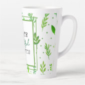 Large Latte Mug | Nature Green Leafy Pattern Print Mok (Rechts)