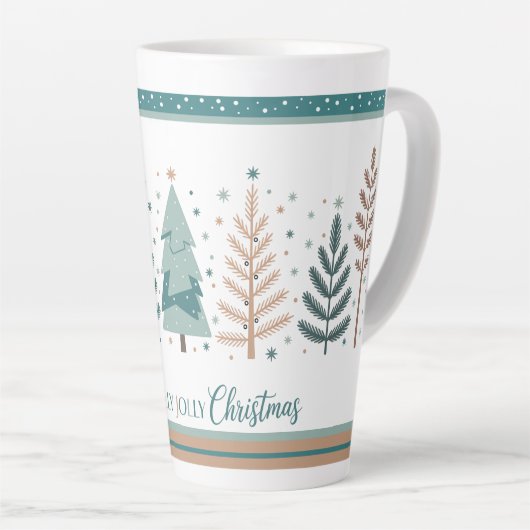 Large Latte Mug with Christmas Trees minimalist Mok (Rechterhoek)