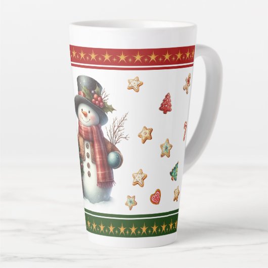 Large Latte Mug with Snowman and Christmas Cookies Latte Mok (Rechterhoek)
