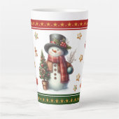 Large Latte Mug with Snowman and Christmas Cookies Latte Mok (Voorkant)