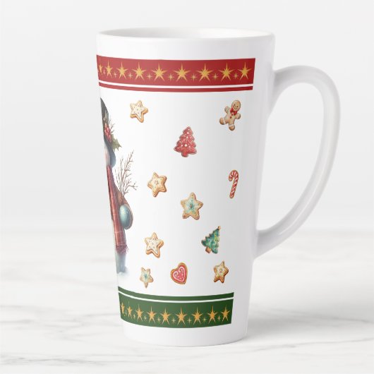 Large Latte Mug with Snowman and Christmas Cookies Latte Mok (Rechts)