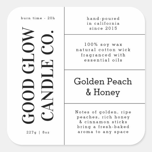 Large Logo Candle Jar Product Label Stickers (Voorkant)