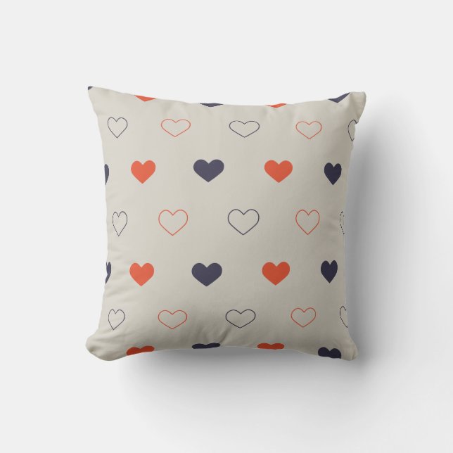 Large - Lovely hearts / orange cream dark Kussen (Voorkant)