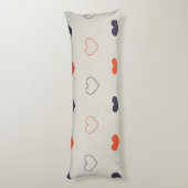 Large - Lovely hearts / orange cream dark Lichaamskussen (Achterkant (Verticaal))
