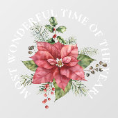 LARGE-meest fantastische tijd, kerst-Pointsettia Raamsticker (Vel)