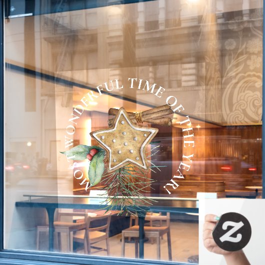 LARGE-meest fantastische tijd, Star-kerstkoekje Raamsticker (Cafe Raam)