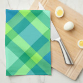 Large Modern Bias Pset, Jade Green & Turquoise Theedoek (Quarter Fold)