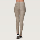 Large Neutral Light Taupe Wool Tartan Leggings (Achterkant)