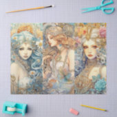 Large Pastel Watercolor Floral Mermaid Decoupage Tissuepapier (Craft)