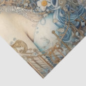 Large Pastel Watercolor Floral Mermaid Decoupage Tissuepapier (Detail)