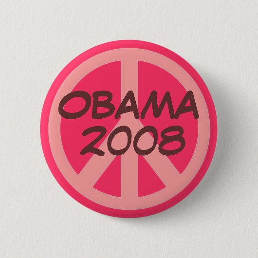 Large Peace Button, OBAMA, 2008 Ronde Button 5,7 Cm (Voorkant)