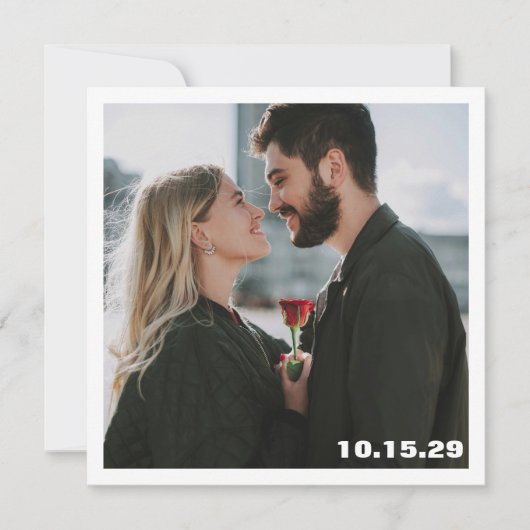 Large Photo Modern Square Minimalist Wedding Save The Date (Voorkant)
