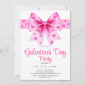 Large pink bow and hearts Galentine's Day party Kaart (Voorkant)