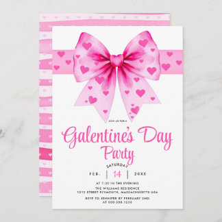 Large pink bow and hearts Galentine's Day party    Kaart