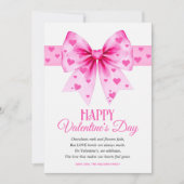 Large pink bow with hearts Happy Valentine's Day  Feestdagenkaart (Voorkant)