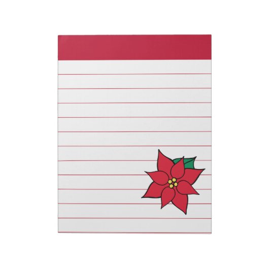 Large Poinsettia Holiday Notepad Notitieblok (Linkerzijde)